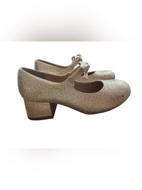 Copper Key Girls' Glitter Mary Jane Block Heels - Gold